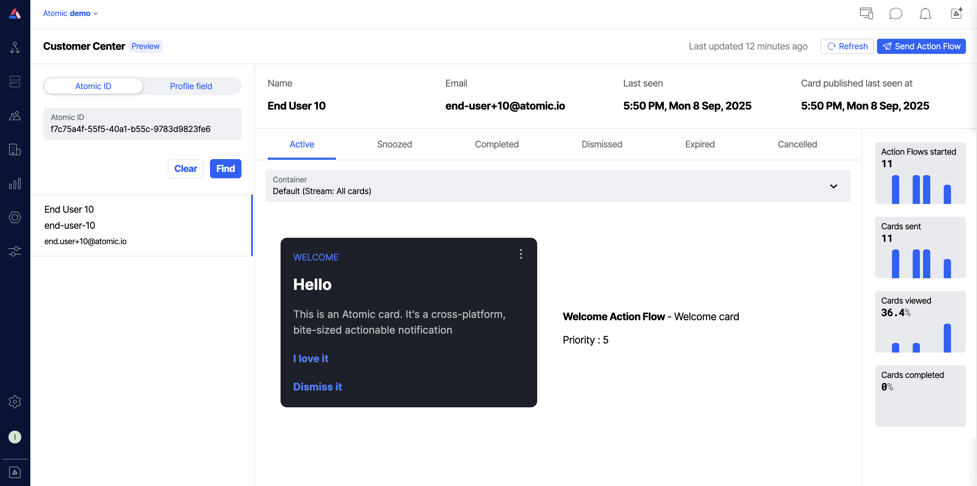 Workbench view of viewing a customer in the Customer Center