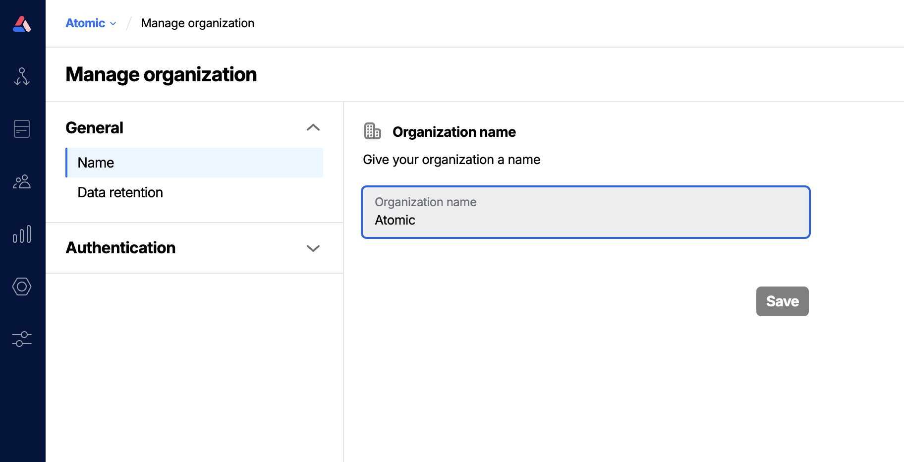 Workbench view of the name preferences section of the Organization's settings