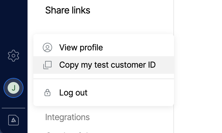 Screenshot of the workbench menu bar focussed on the profile menu
